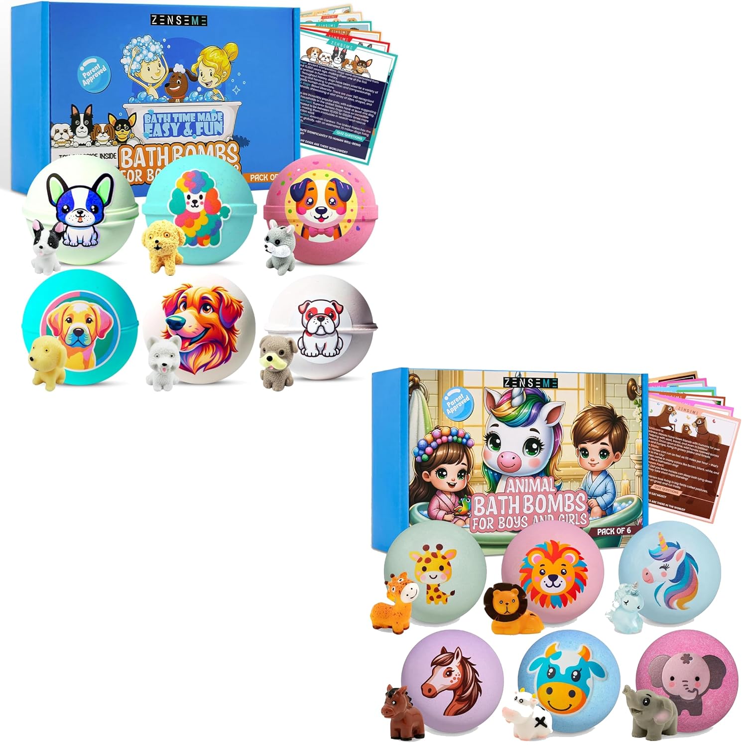 Zenseme Bundle of 12 Kids Bath Bombs with Toys & Flash Cards 