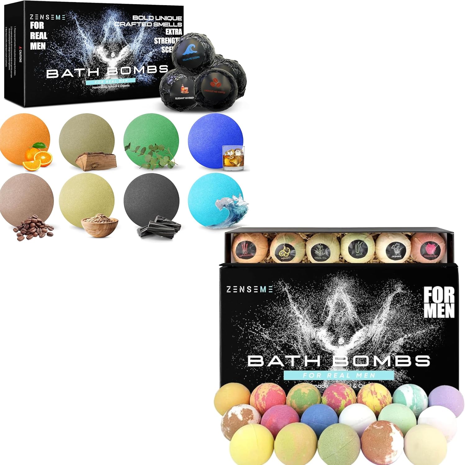 Bundle of 26 Scented Organic Bath Bombs for Men – By ZenseMe