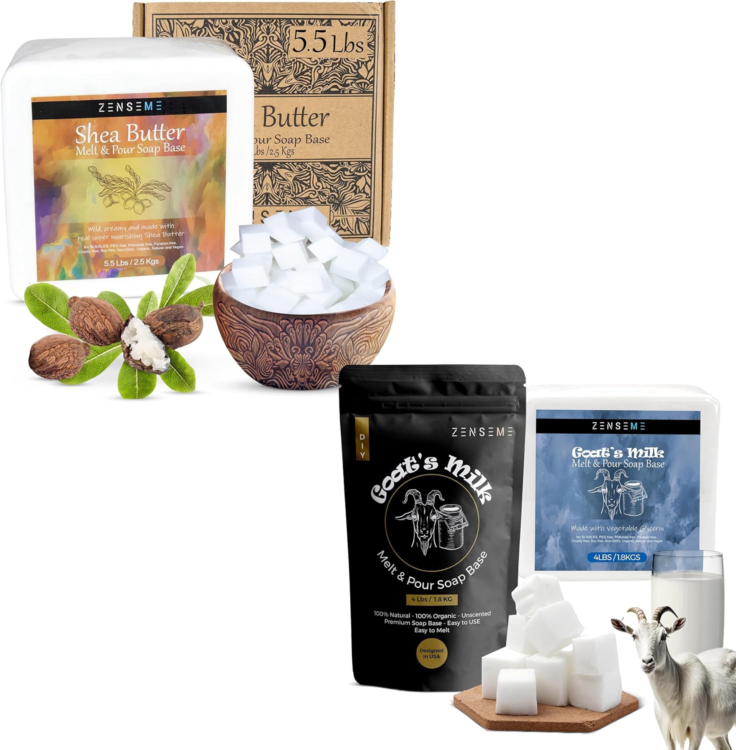 ZenseMe 9.5 LB Goats Milk and Shea Butter Soap Base