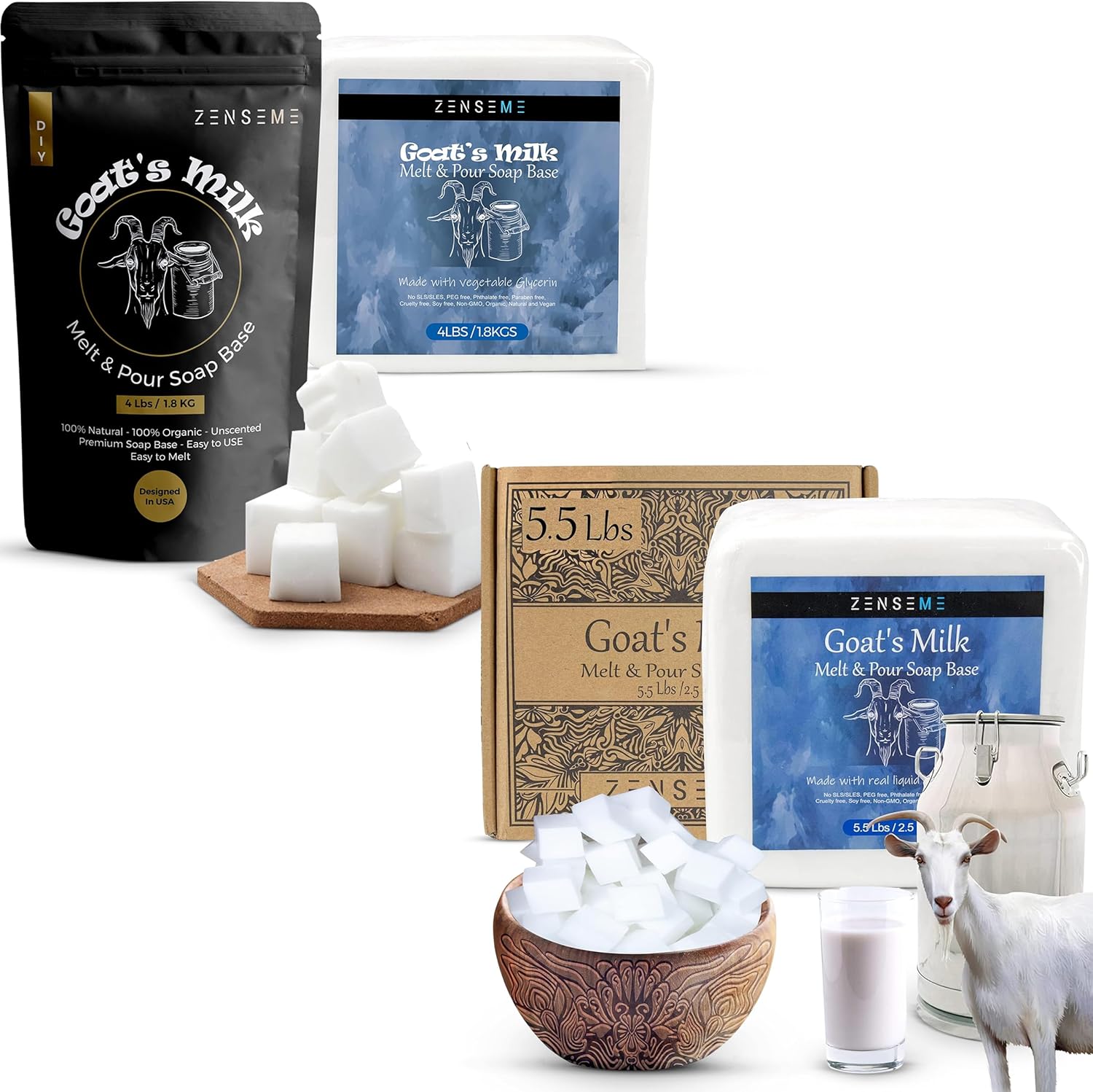 ZenseMe 9.5 LB Natural Goat Milk Soap Base – Melt & Pour