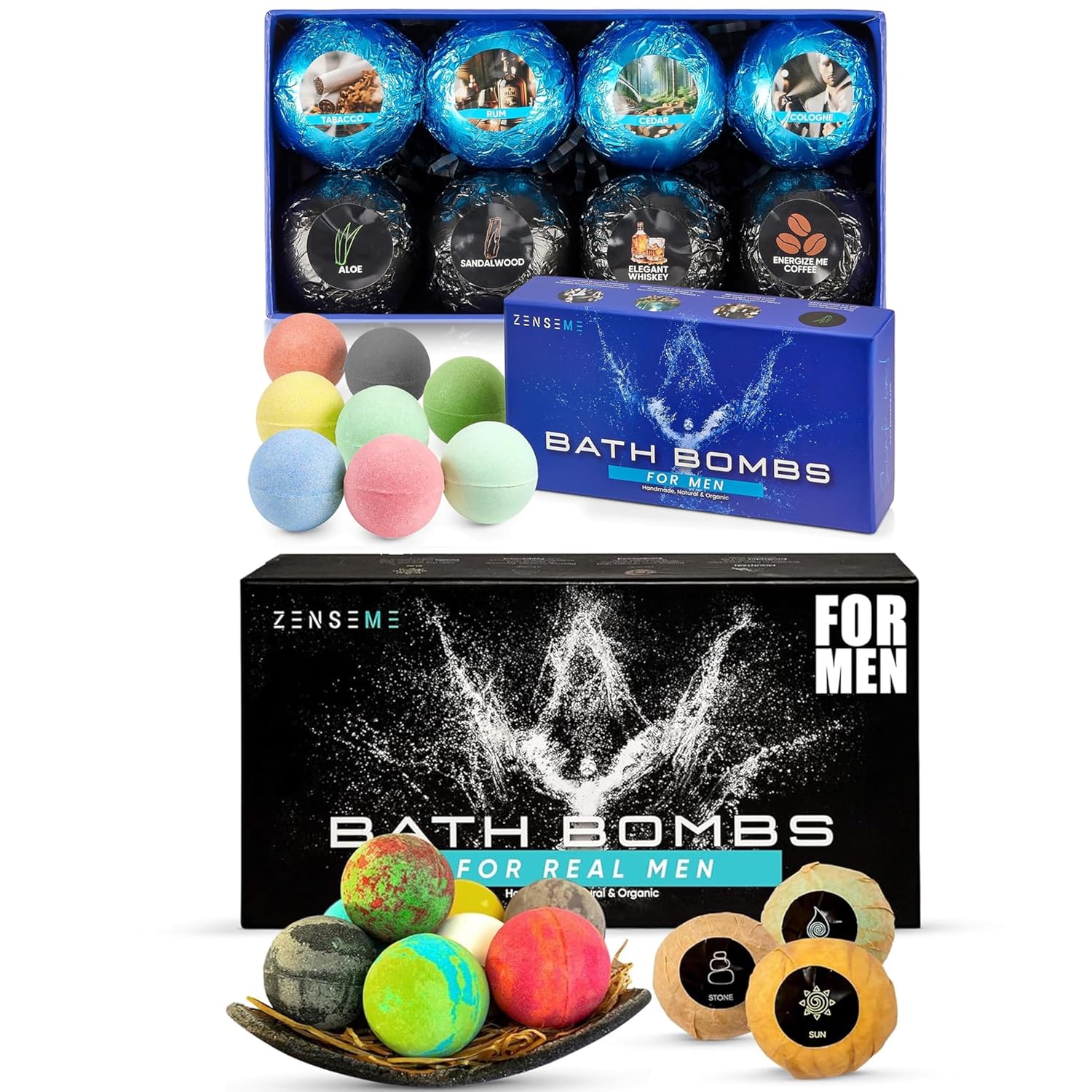 ZenseMe Bundle of 16 Scented Bath Bombs for Men