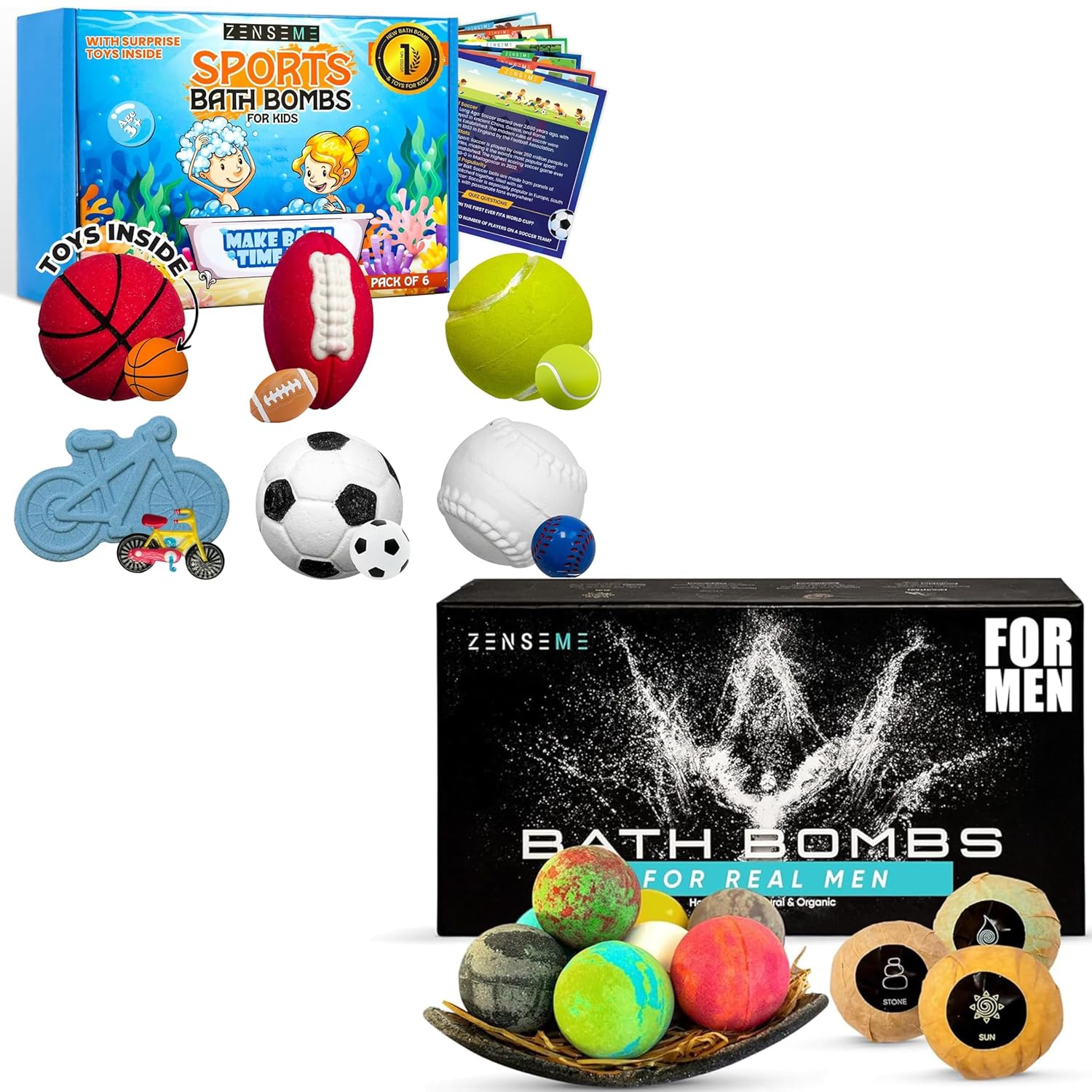 ZenseMe Bath Bombs for Men and Kids Bundle – 14-Piece Set

