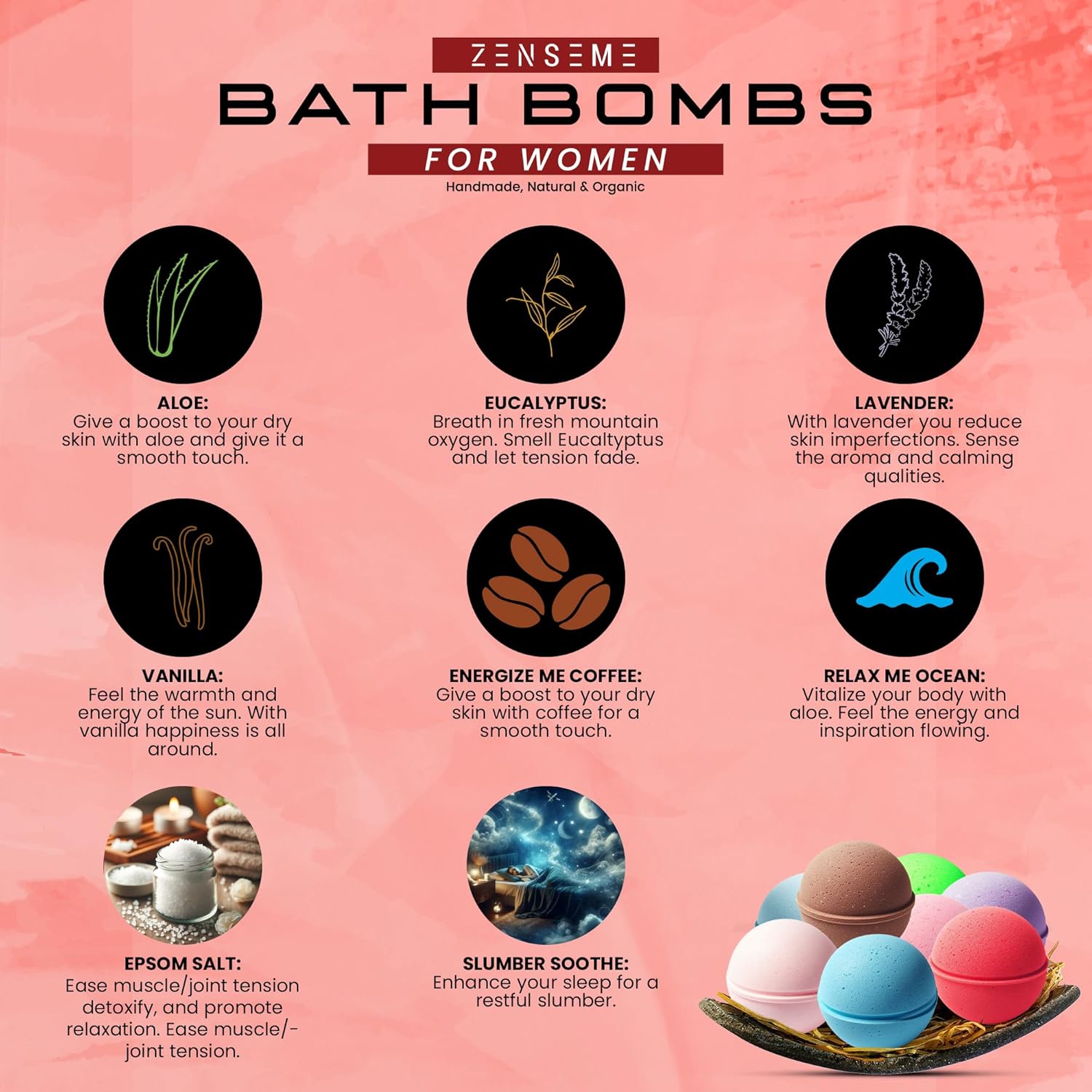 Zensense bath bombs for women 