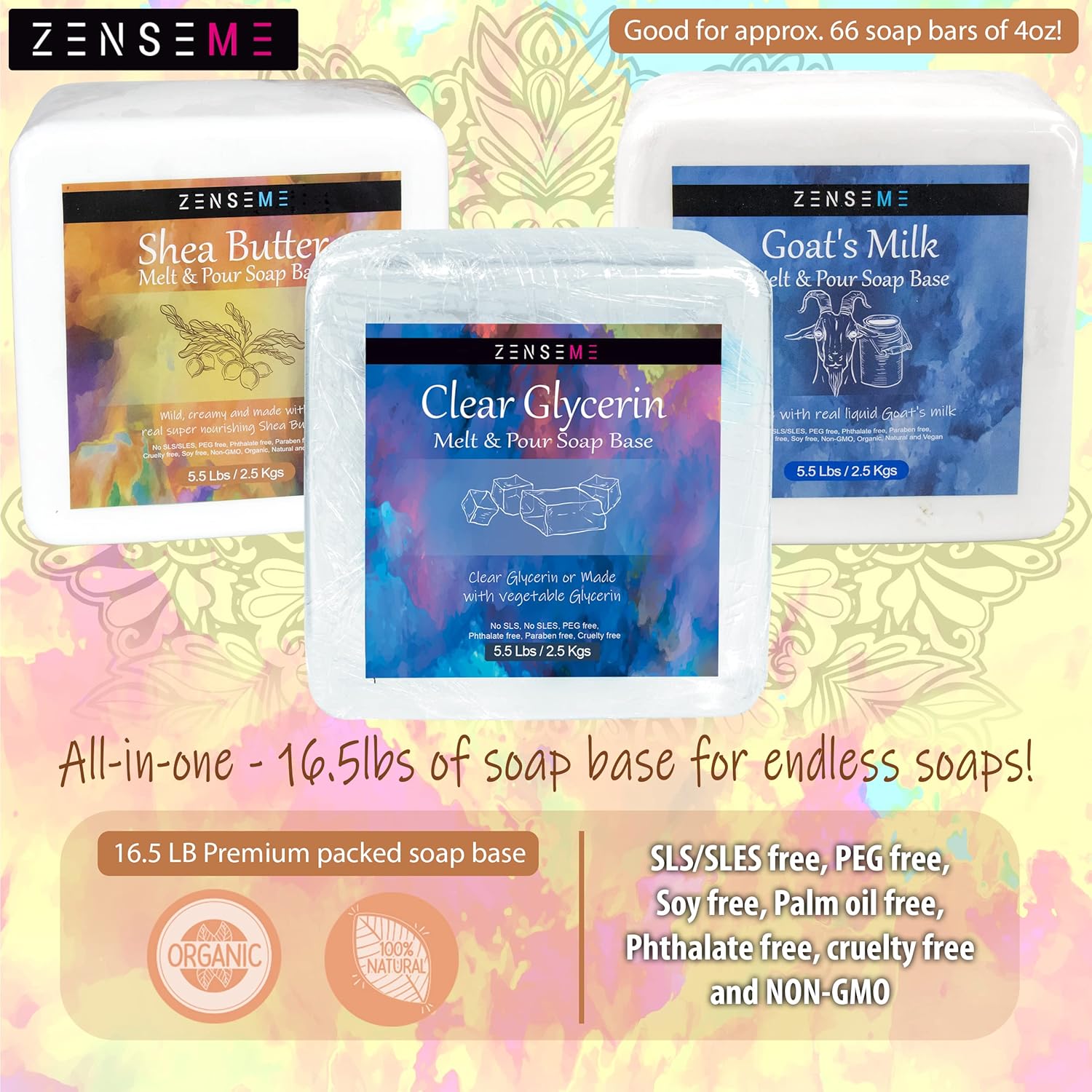 16.5 LB ZenseMe Glycerin, Goats Milk & Shea Butter Soap Base