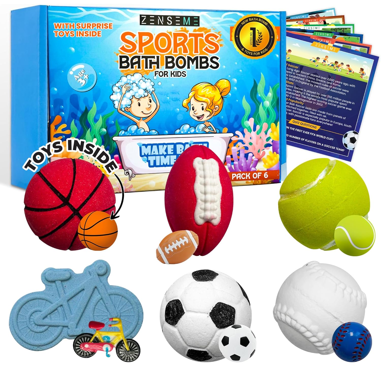 ZenseMe Bath Bomb Powder Set with Toys & Flash Cards