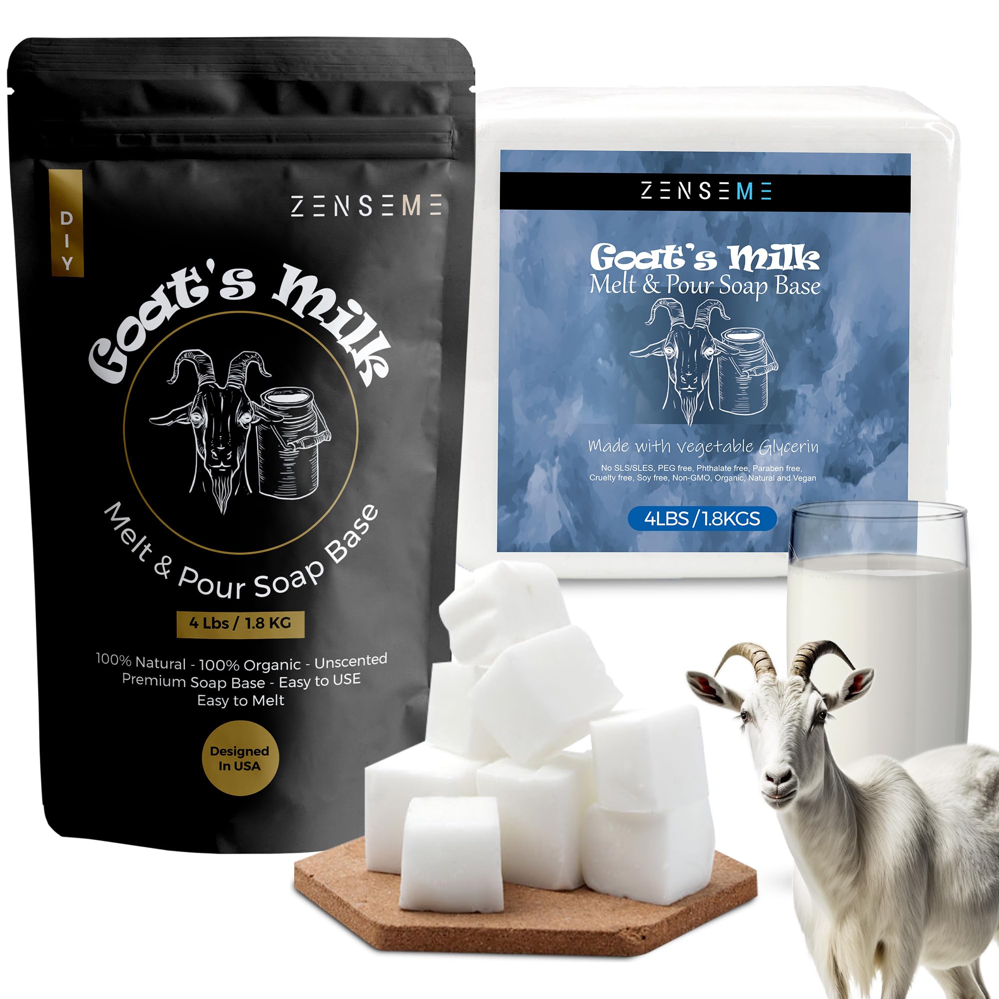 ZenseMe soap base for soap making in Goat’s Milk  melt-and-pour base ideal for DIY and sensitive skin