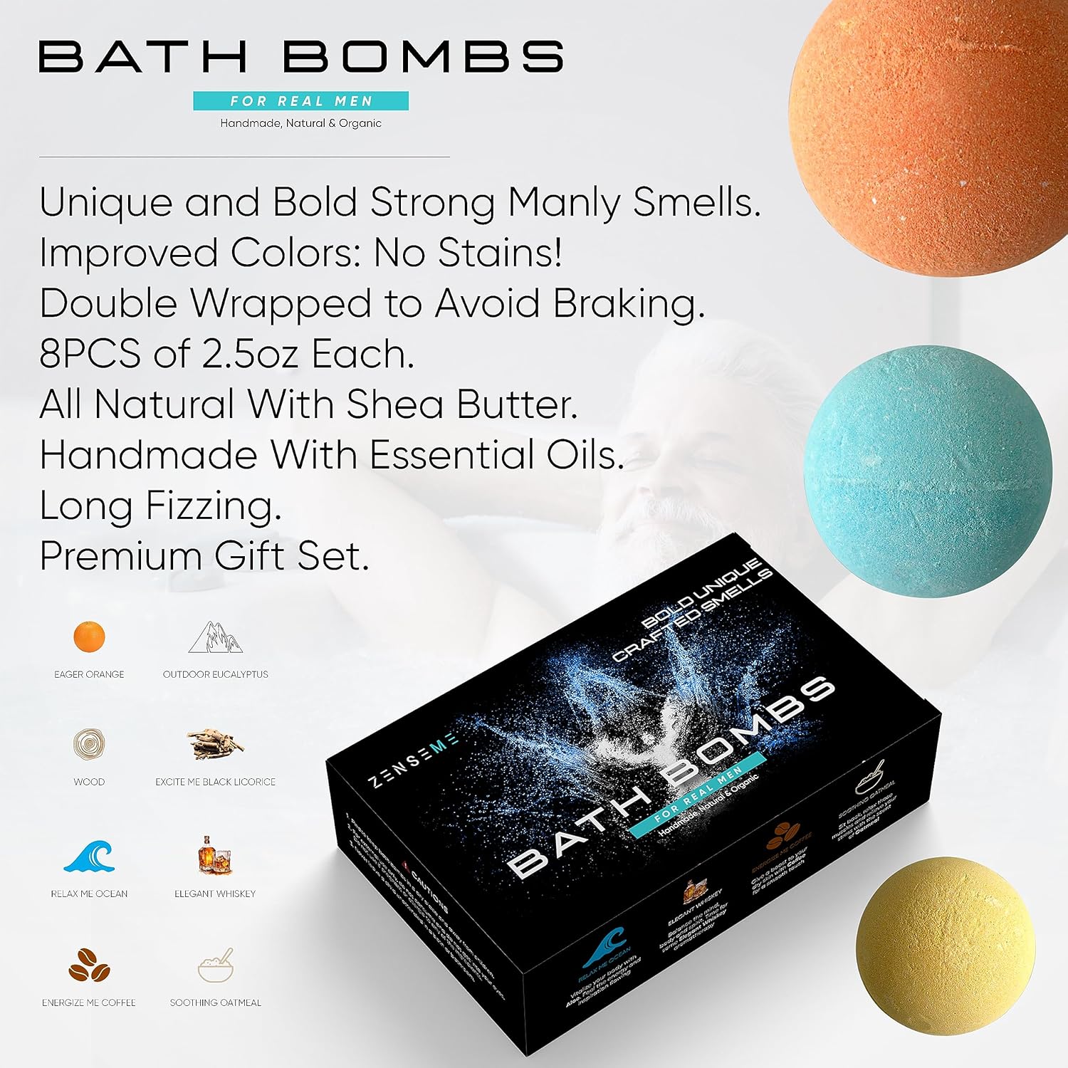 ZenseMe Bath Bombs for Men Bundle 