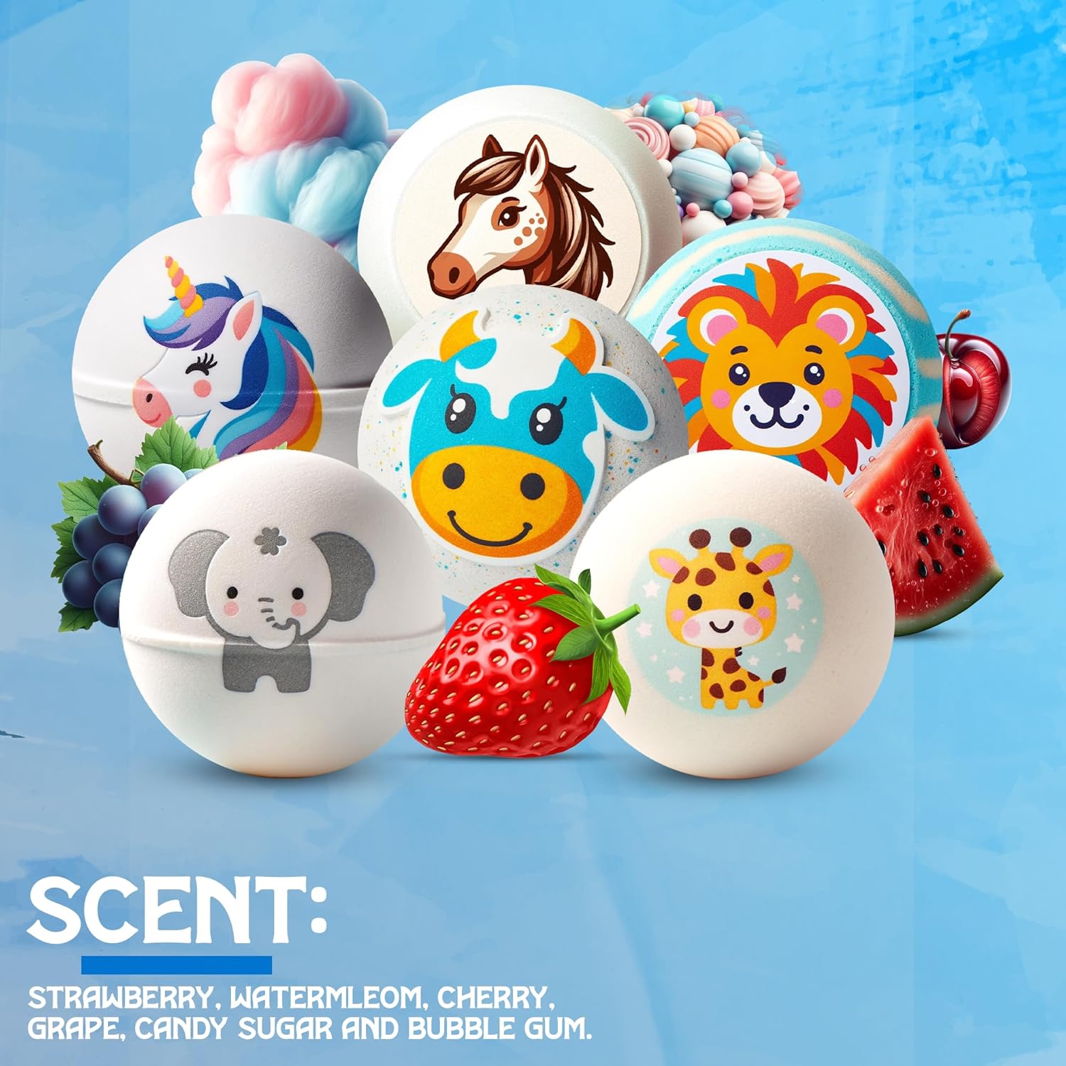 Zenseme Kids Bath Bombs – 12 Scented Organic Bath Bombs with Toys