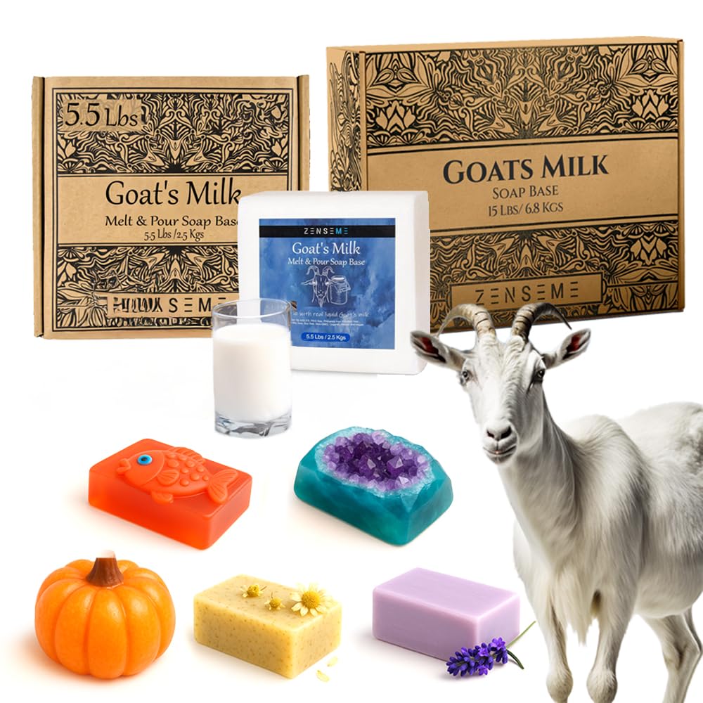 ZenseMe 20.5 LBs Goats Milk Soap Bases Set: Goat’s Milk (15 lb) + Goat’s Milk (5.5 lb), Unscented, 100% Natural