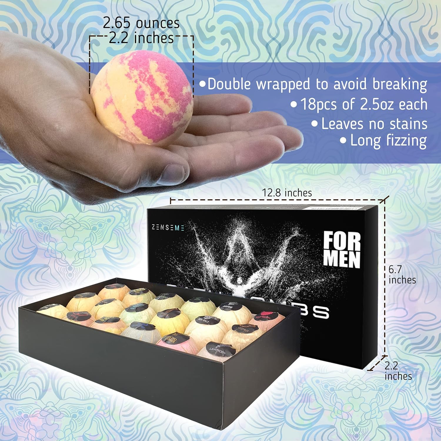ZenseMe bath bombs for men