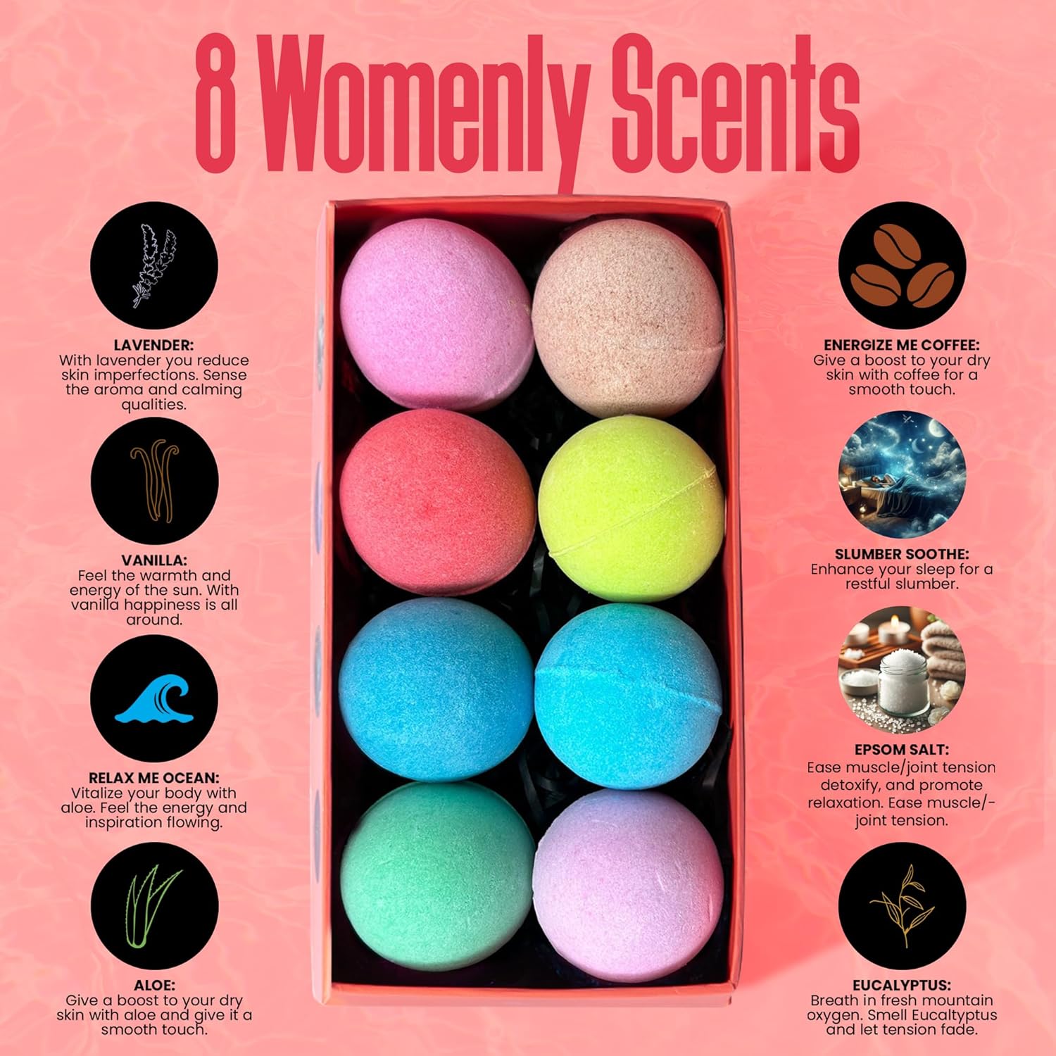 8 Womenly scents - Bath Bombs for Women - ZenseMe