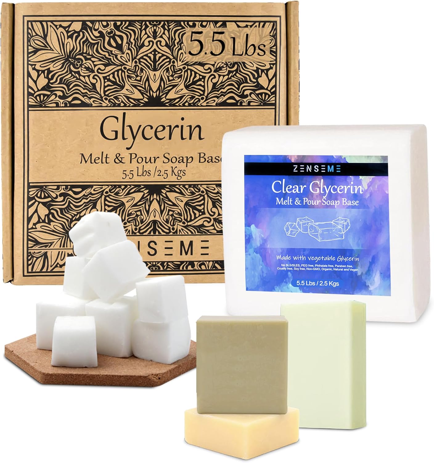 ZenseMe soap base for soap making in Goat’s Milk, Shea Butter & Glycerin. Natural, unscented, melt-and-pour base ideal for DIY and sensitive skin