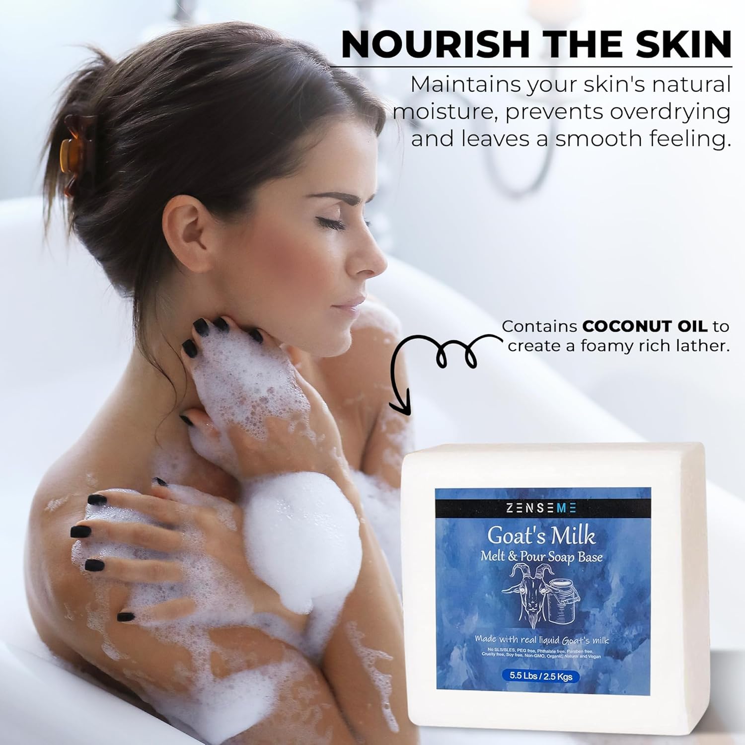 ZenseMe 20.5 LBs Goats Milk Soap Bases Set: Goat’s Milk (15 lb) + Goat’s Milk (5.5 lb), Unscented, 100% Natural