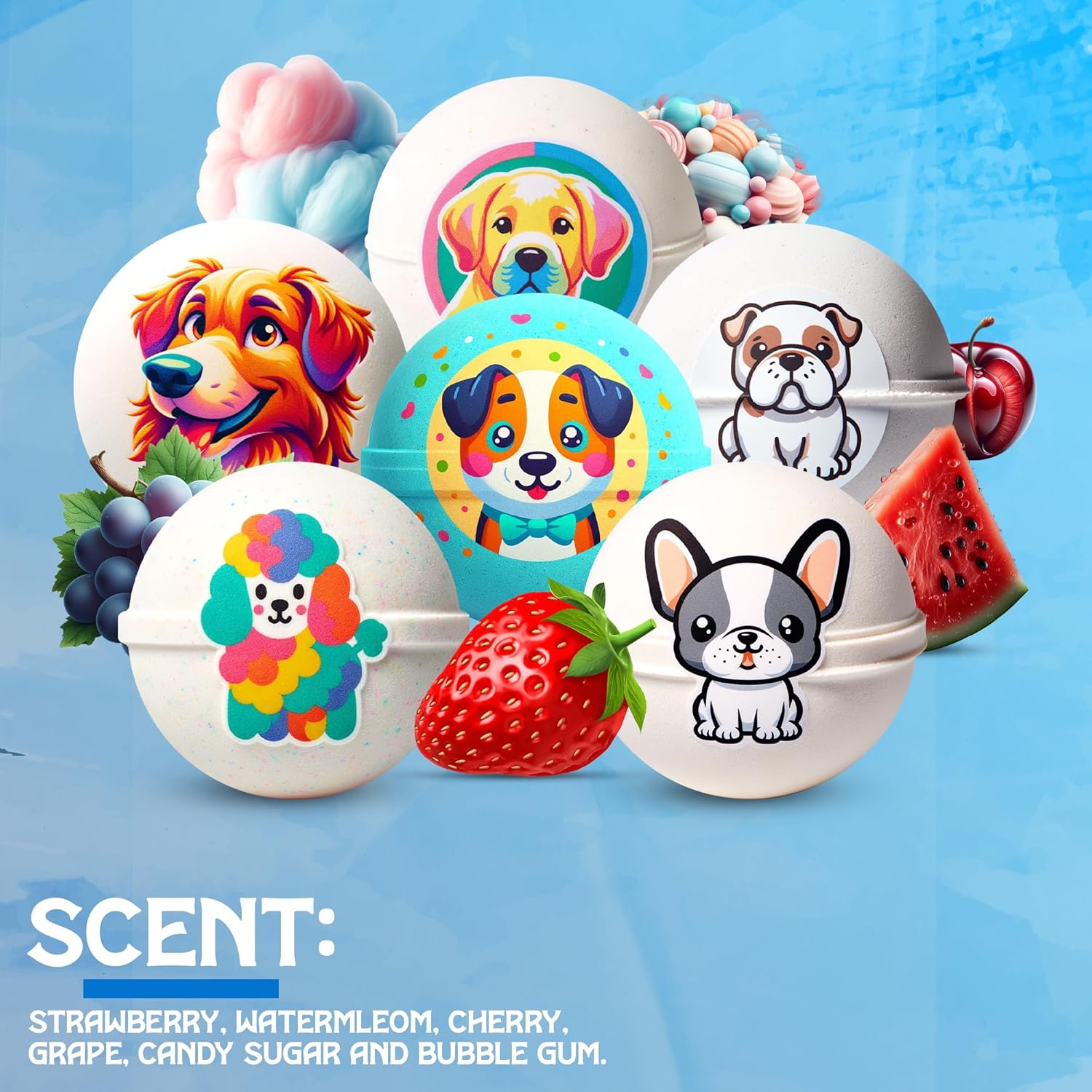 Zenseme Bundle of 12 Kids Bath Bombs with Toys & Flash Cards 