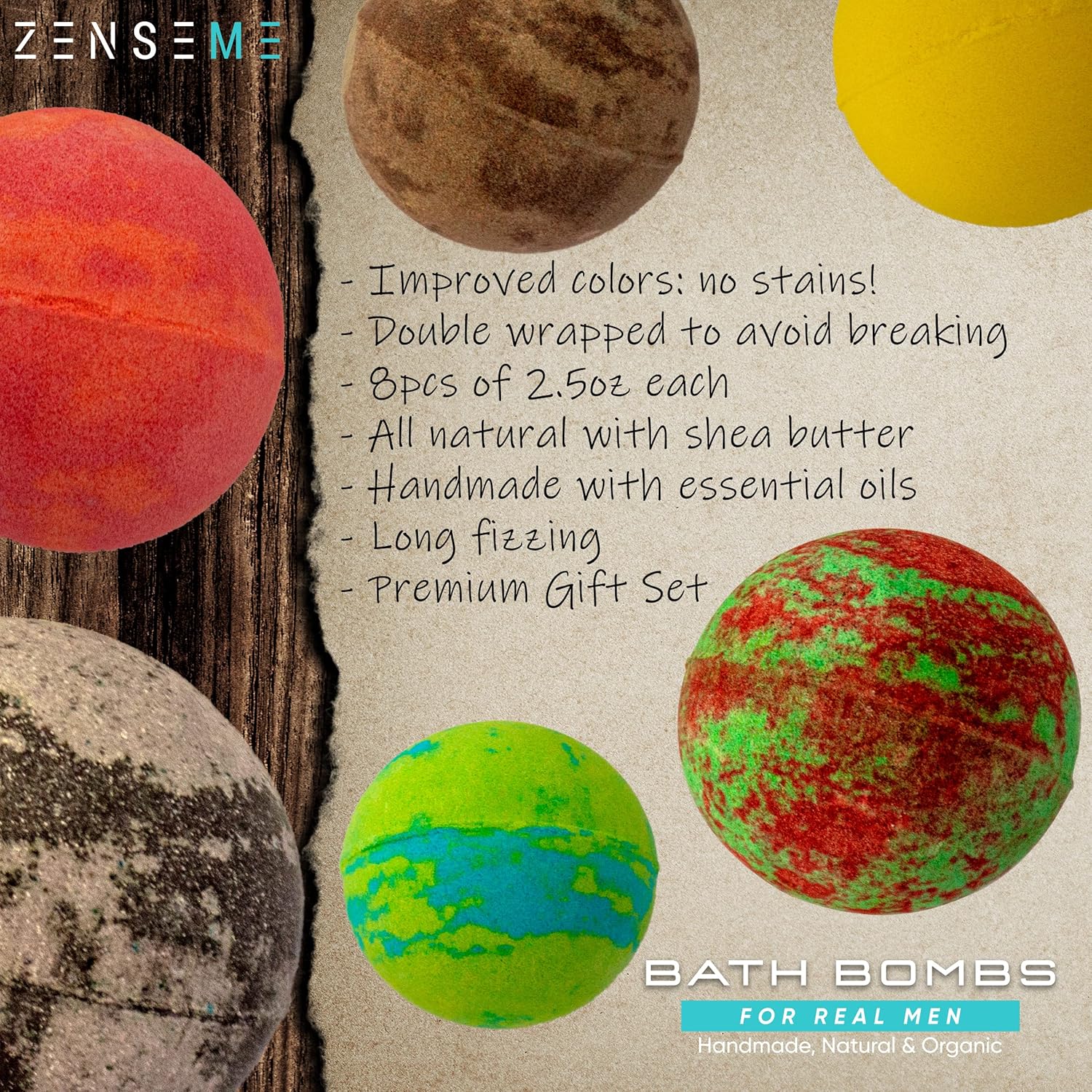 Bath Bombs for Men – 26 Scented Organic Handmade Bath Bombs