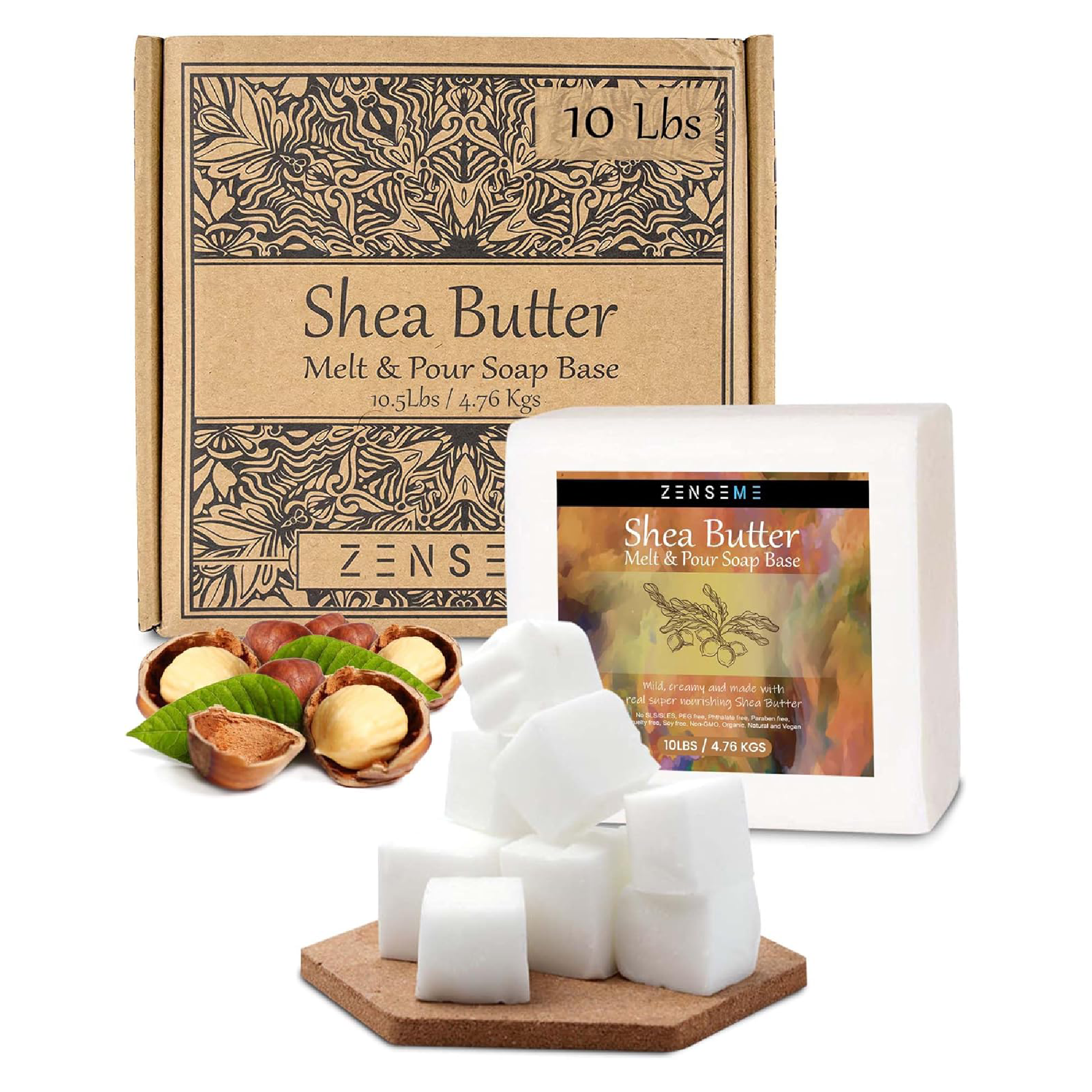 10 LBS - Shea Butter Soap Base - Moisturizing Melt & Pour for Clear Soap Making - SLS/SLES Free - Natural Organic Vegan for Crafting - Easy & Gentle to Cut & Work With for DIY Crafting for Soapmaker